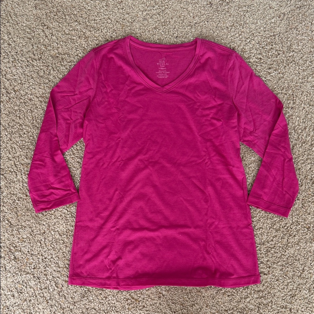 Woolx Elena Merino 3/4 Sleeve V-Neck Top